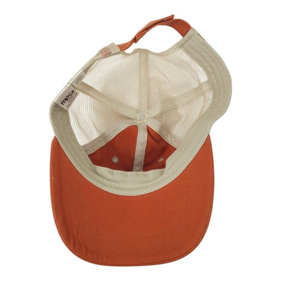 CAT Equipment Embroidered Mesh Strapback Cap Trucker Baseball Hat Orange Tan - Picture 5 of 14
